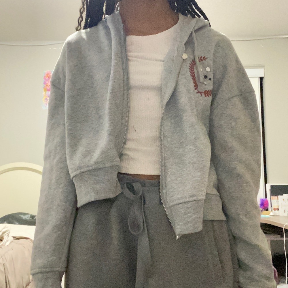 Gray "baby girl tennis club" Jacket.
